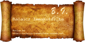 Balaicz Immakuláta névjegykártya